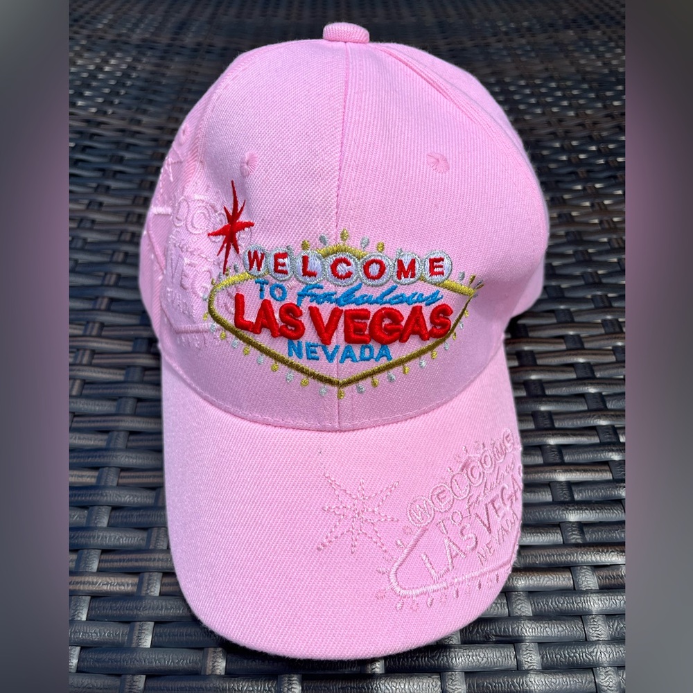 Welcome to Las Vegas Baseball Hat with Adjustable Velcro- Pink- Adult- Like New